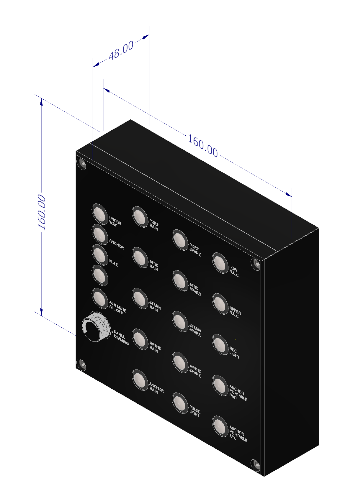 Control panel for NLC, 15 ch, Bulkhead mnt, IP67 